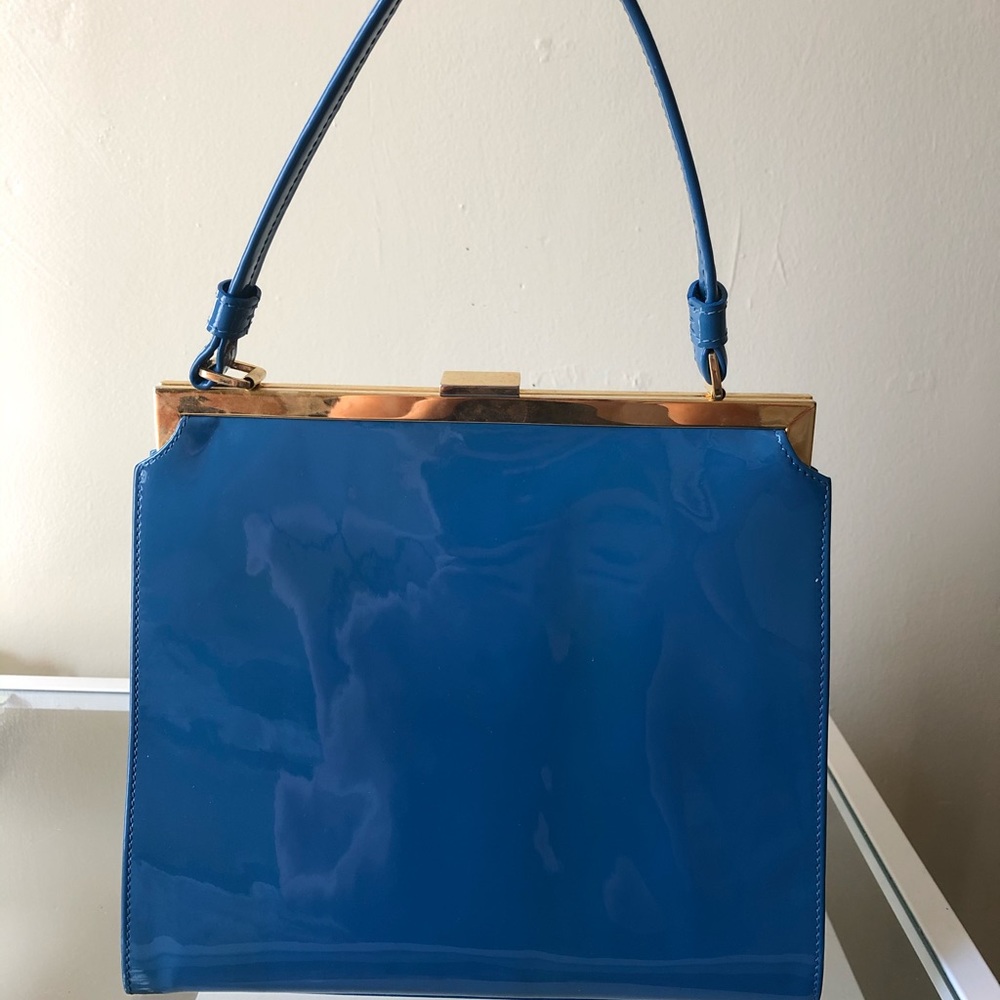 Mansur Gabriel Elegant Bag Blue Parent Leather